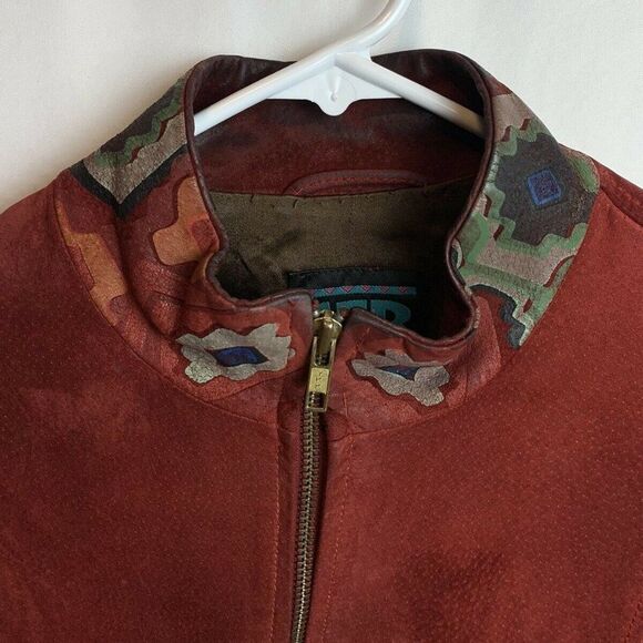 SFR Womens Red Suede Zipper Jacket Size Small - Picture 3 of 7